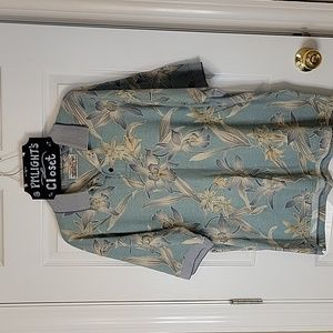 Island 2 Island Tropical Polo Medium Short Sleeve Green Tan